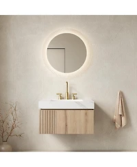 Sillysis Wall Mounted Bathroom Vanity with Carrara Sintered Stone Top, Ceramic Sink, Soft Close Cabinet, Pre-assembled