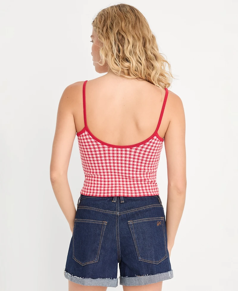 Good American Women's Gingham Camisole Sweater Tank Top