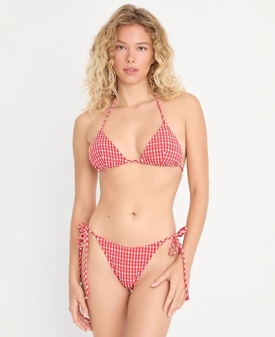 Good American Women's Nylon-Blend Gingham String Swim Bikini Top, Created for Macy's