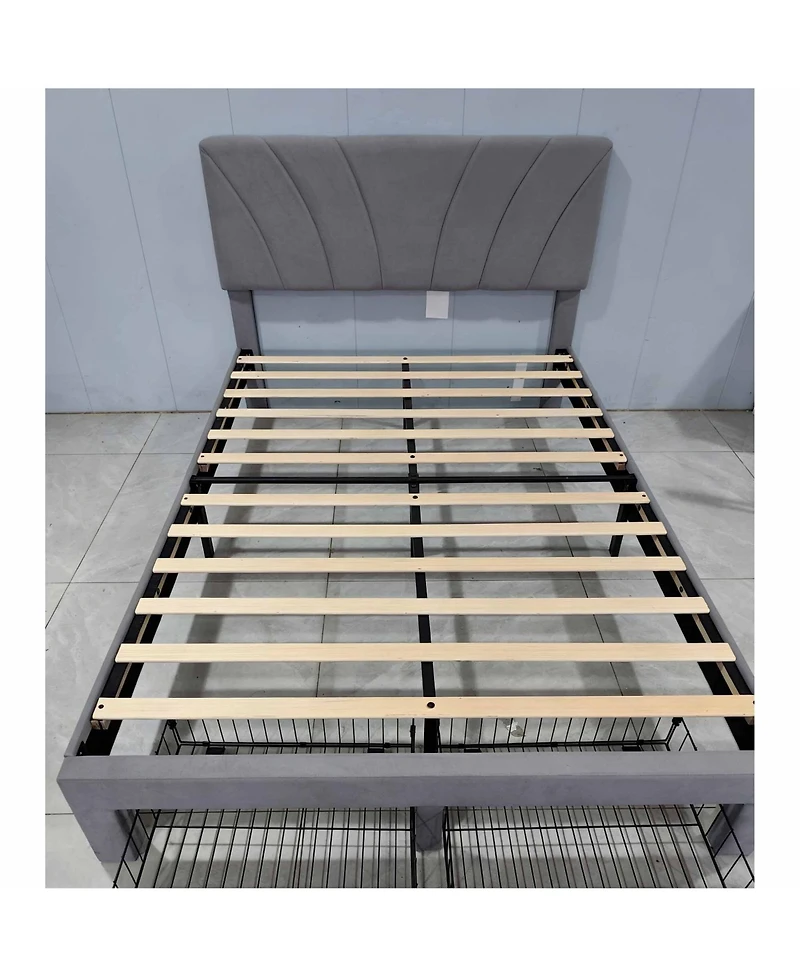 Homfan Bed Frame with Adjustable Headboard