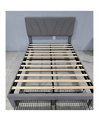 Homfan Bed Frame with Adjustable Headboard