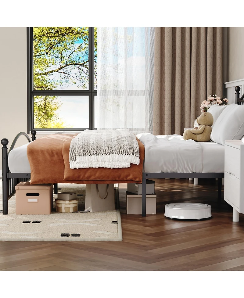 Homfan Sturdy Metal Platform Bed Frame with Headboard