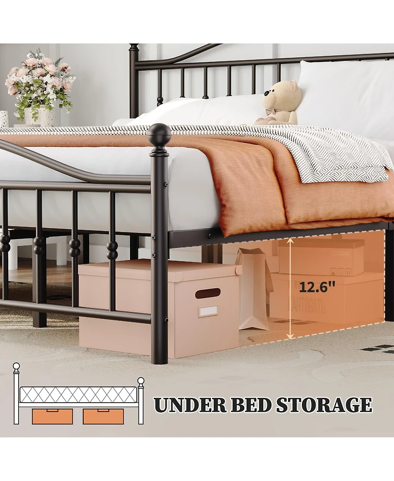 Homfan Sturdy Metal Platform Bed Frame with Headboard