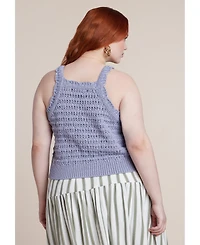 Eloquii Women's Open Stitch Racer Tank