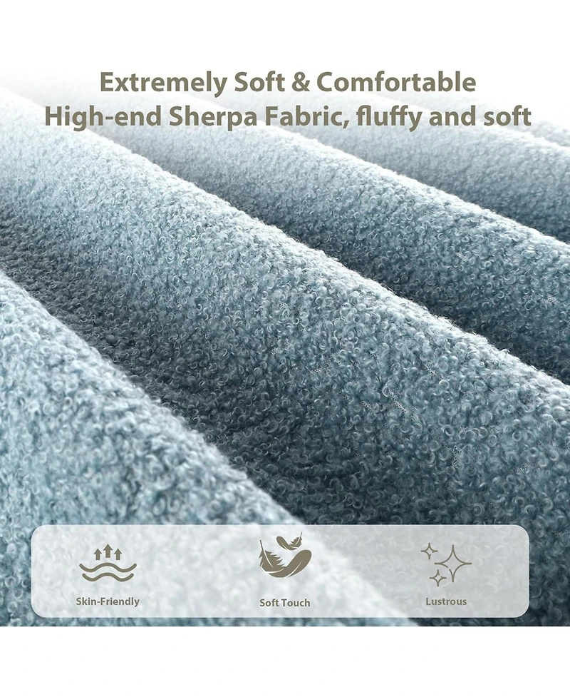 gaomon Boucle Bed Frame with Upholstered Headboard, Soft Low Profile Sturdy Platform Rounded Corners Design