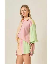 English Factory Women's Striped Colorblock Shirt