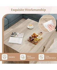 Sugift Farmhouse Accent Modern Coffee Table with Storage for Living Room Bedroom