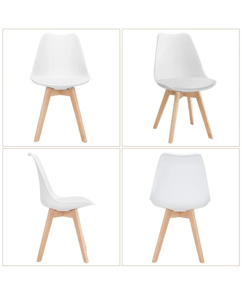Gouun Mid-Century Modern Dining Chairs Set of 4 with Pu Cushion and Beech Wood Legs, 21.5x19x33 in