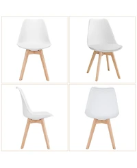 Gouun Mid-Century Modern Dining Chairs Set of 4 with Pu Cushion and Beech Wood Legs, 21.5x19x33 in