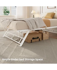 Homfan Pop Up Trundle Bed Frame with Metal Slats, Locking Casters and Folding Legs