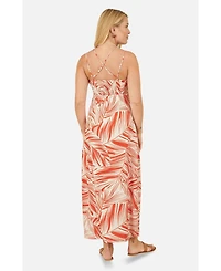 Yumi Women's Sleeveless V-Neck Cross Back Maxi Dress