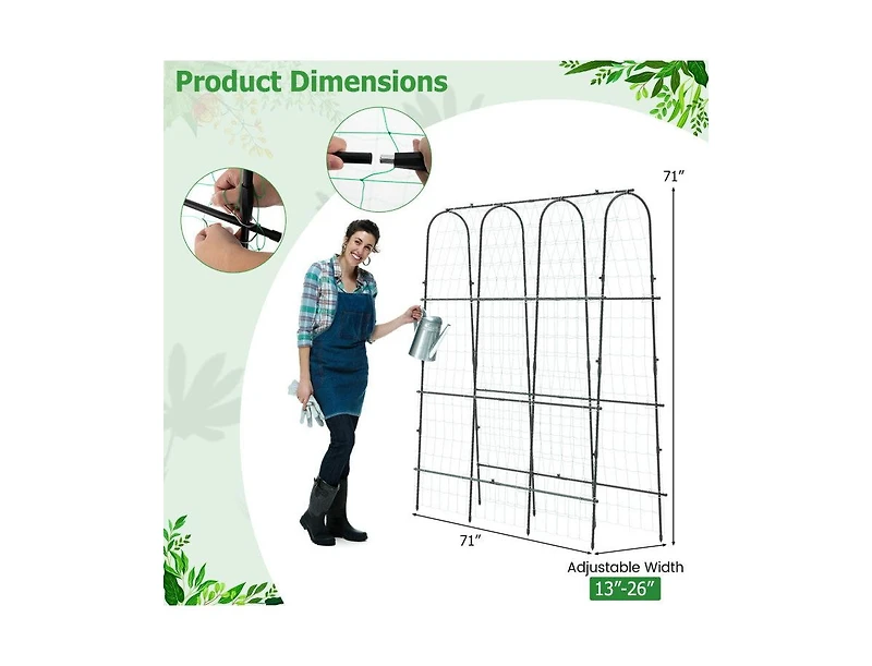 Lucky One 71 x 71 Inch U-Shaped Garden Trellis for Climbing Plants, Tall Arched Frame