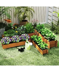 Gymax Wooden Raised Garden Bed w/ Drainage Holes Liner for Vegetable Flower Herb