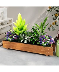 Gymax 2PCS Wooden Raised Garden Bed w/ Drainage Holes Liner for Vegetable Flower Herb