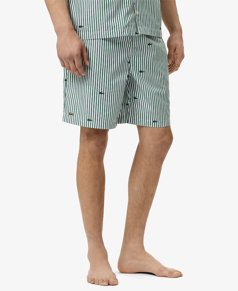 Lacoste Men's Striped Short-Sleeve Shirt and Pajama Shorts, 2-Piece Set
