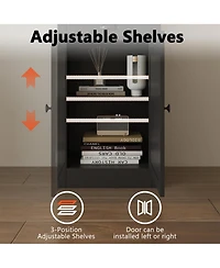 gaomon Tall Modern Bookcase with 3 Shelves and Large Storage Cabinet, Adjustable Sideboard