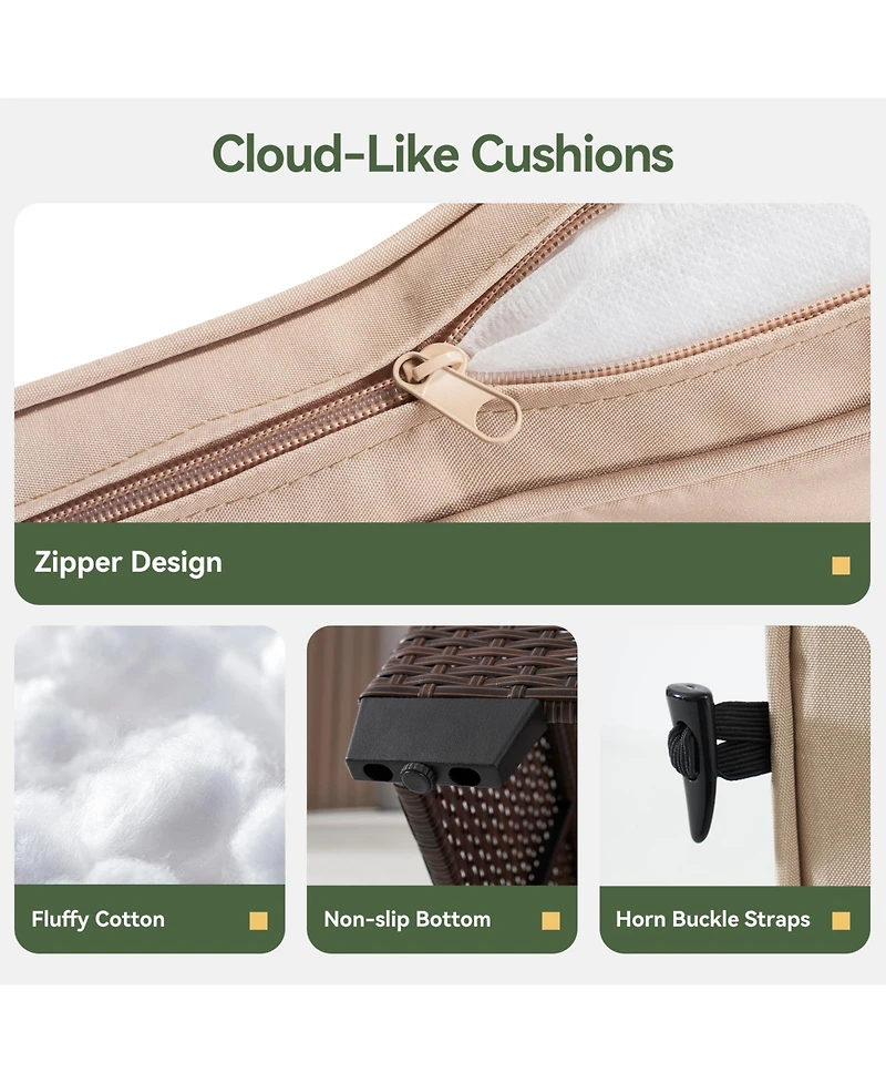 Aoxun 12 Piece Outdoor Wicker Patio Conversation Set with 44 Propane Fire Pit Table and Cushions