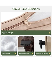 Aoxun 12 Piece Outdoor Wicker Patio Conversation Set with 44 Propane Fire Pit Table and Cushions