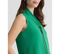 Kasper Women's Solid Sleeveless Tie-Neck Blouse, Regular & Petite