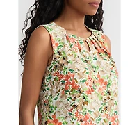 Kasper Women's Pleated Sleeveless Keyhole Top