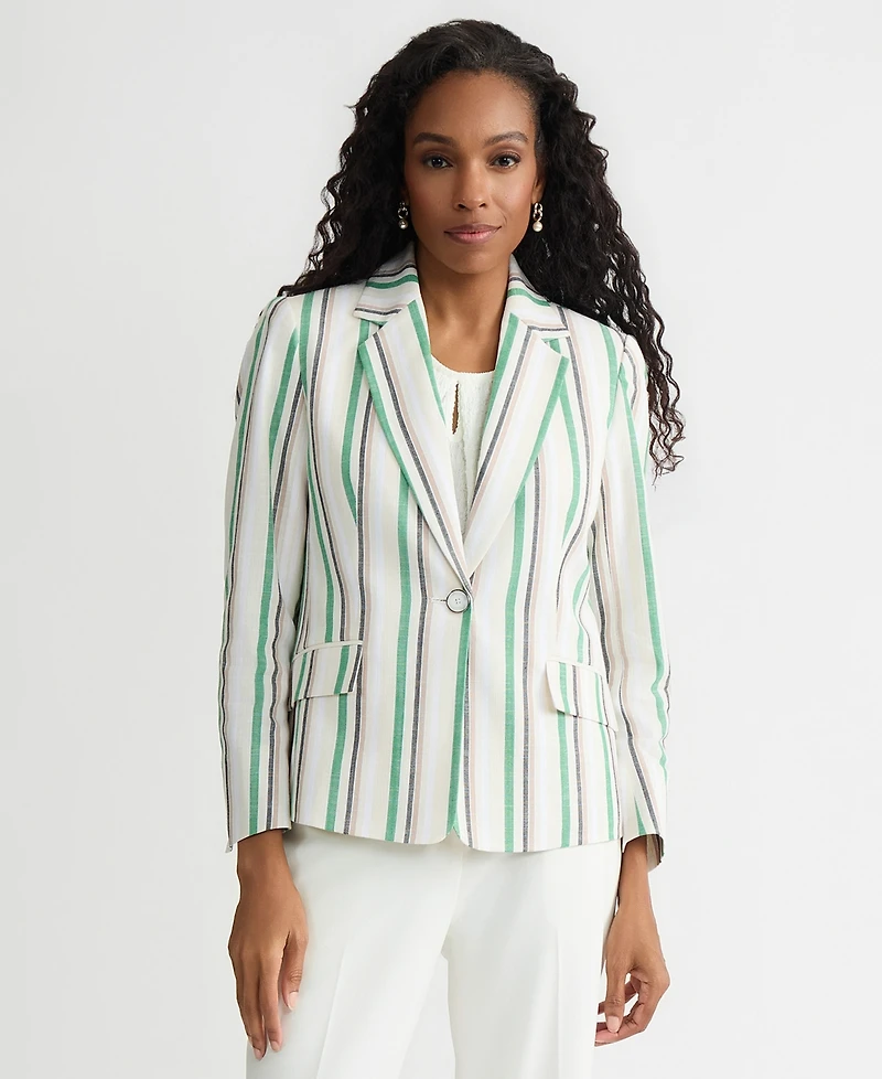 Kasper Women's Striped Flap-Pocket Blazer