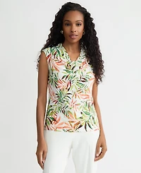 Kasper Women's Printed Sleeveless Cowl-Neck Top