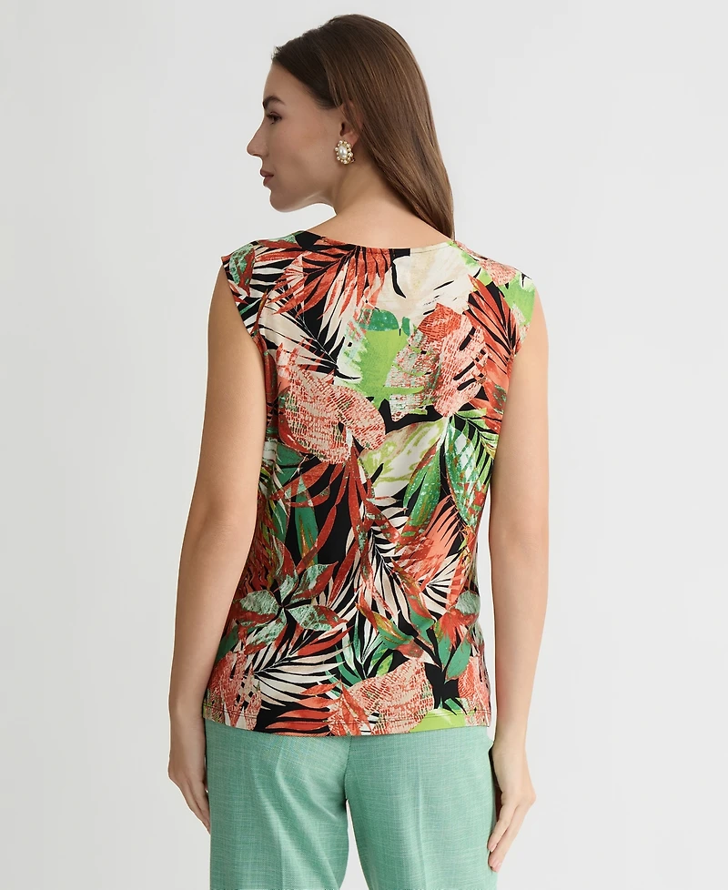 Kasper Women's Printed Sleeveless Cowl-Neck Top