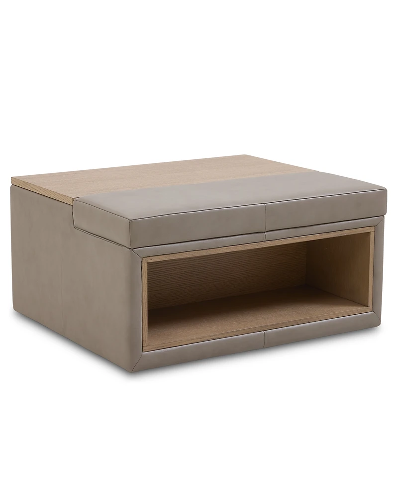 Maxyne 35" Leather Square Ottoman