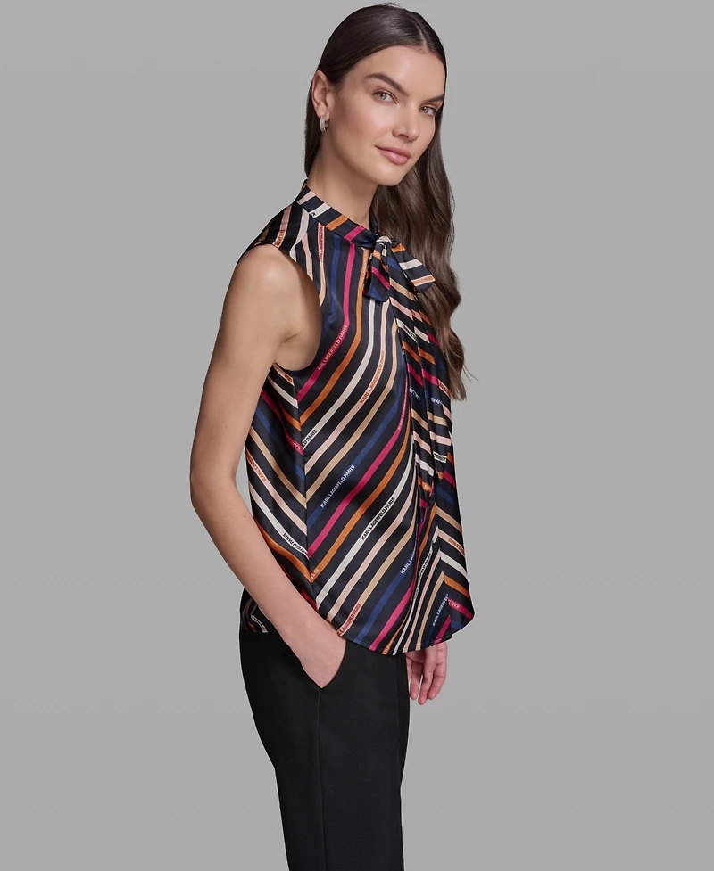 Karl Lagerfeld Paris Women's Tie V-Neck Sleeveless Top