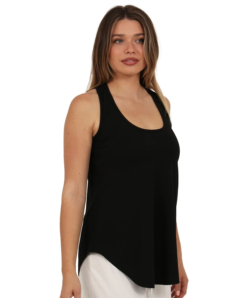 24seven Comfort Apparel Women's Ribbed Scoop Neck Tank Top