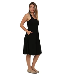 24seven Comfort Apparel Women's Ribbed Knit Sleeveless Midi Dress