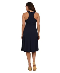 24seven Comfort Apparel Women's Ribbed Knit Sleeveless Midi Dress