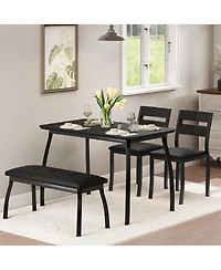 gaomon 4-Piece Farmhouse Dining Set with 2 Chairs and Bench for Small Spaces