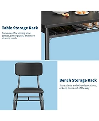 gaomon 5-Piece Dining Set for 4 with Storage, Wooden Top and Metal Frame, Upholstered Chairs for Small Spaces