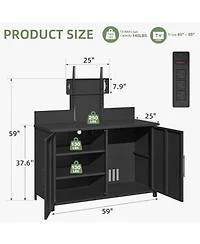 Aecojoy Outdoor Storage Cabinet with Tv Mount, Outdoor Tv Stand with Storage Cabinet Waterproof
