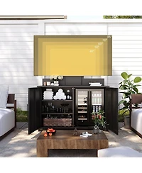 Aecojoy Outdoor Storage Cabinet with Tv Mount, Outdoor Tv Stand with Storage Cabinet Waterproof