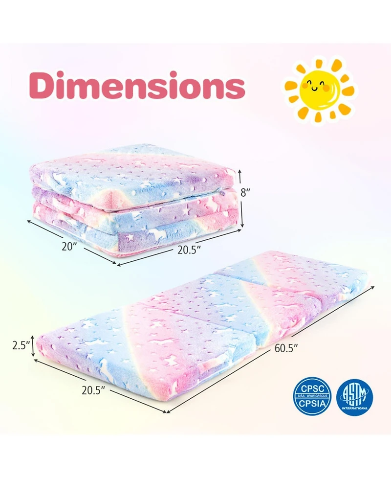 Gouun Tri-Fold Kids Sleeping Pad with Glow-in-the-Dark Cover