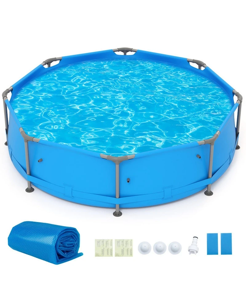 Gouun 12 ft x 30 in Above Ground Pool Set with Solar Cover