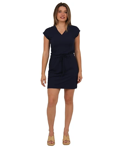 24seven Comfort Apparel Women's Ribbed Knit Knee Length Dress