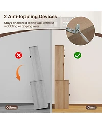 Gouun 71 in Pantry Cabinet with Pe Rattan Doors, Hutch and Built-In Charging Station