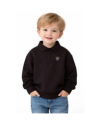 MeMoi Toddler Boys Long-Sleeve Cotton-Rich Fleece Polo Sweatshirt