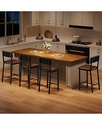 gaomon Set of Pu Leather Bar Stools with Backrest