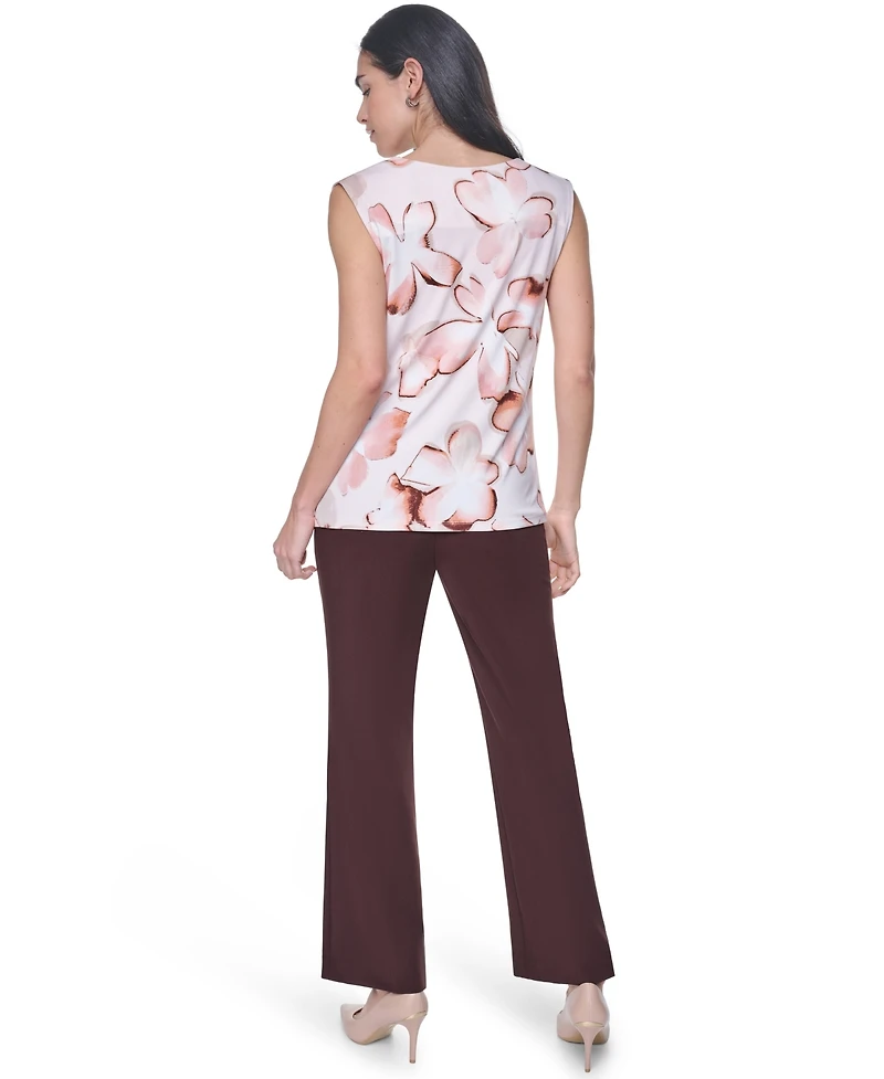 Calvin Klein Petite Printed Cowl Neck Sleeveless Blouse