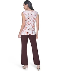 Calvin Klein Petite Printed Cowl Neck Sleeveless Blouse