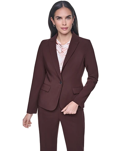 Calvin Klein Petite Notch Collar One-Button Jacket