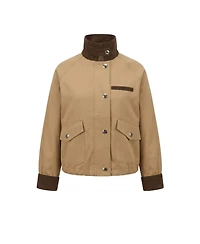 Modenaire Women's Cropped Utility Contrast Collar Jacket