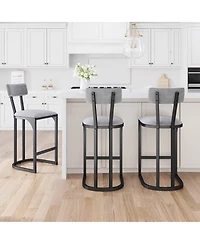 gaomon Set of Counter Height Metal Bar Stools with Upholstered Back