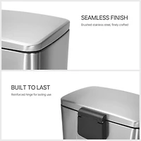 Mega Casa 13 Gal./50 Liter Rectangular Stainless Steel Step-on Trash Can for Kitchen