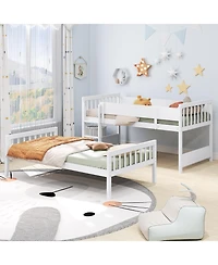 Slickblue Bunk Bed with Ladder and Full-Length Guardrails for Kids