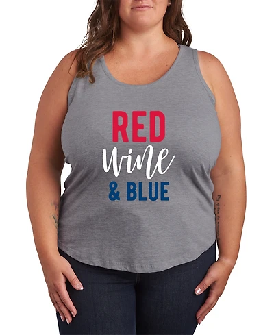 Hybrid Apparel Plus Instant Message Red Wine and Blue Racerback Graphic Tank Top
